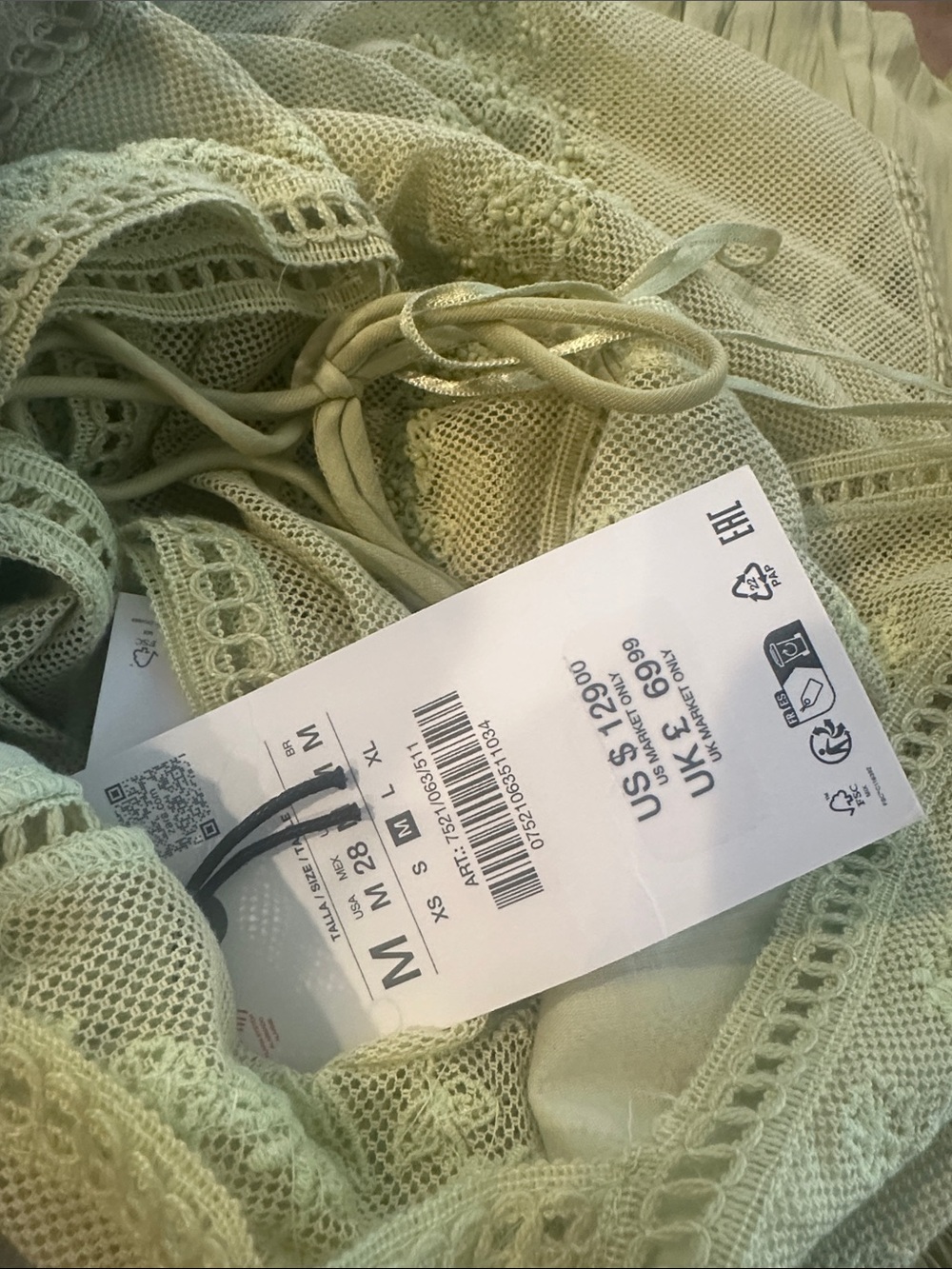 ZARA WOMAN SS26 PISTACHIO EMBROIDERED PLEATED DRESS ZW 7521/063/511 - Picture 12 of 16